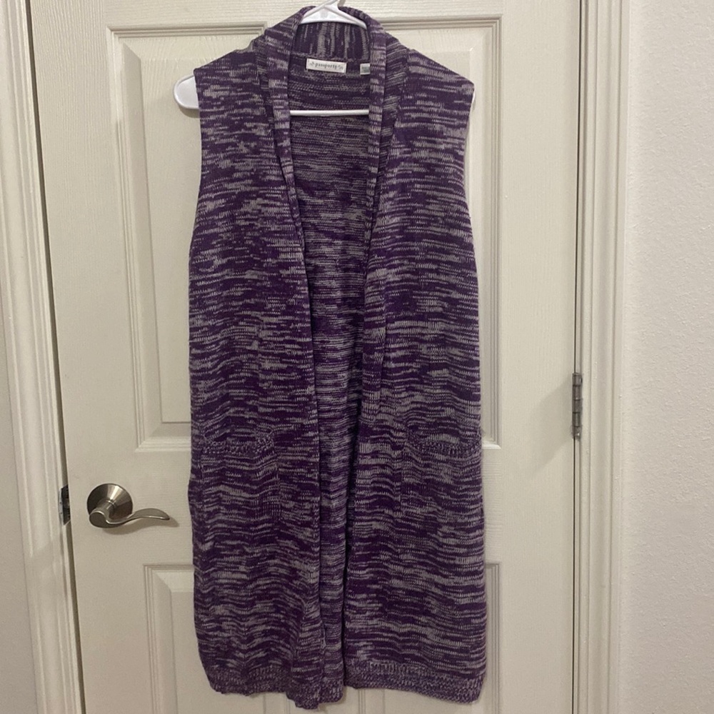 Passports Knit Open Cardigan With Pockets. Size Medium 8/10